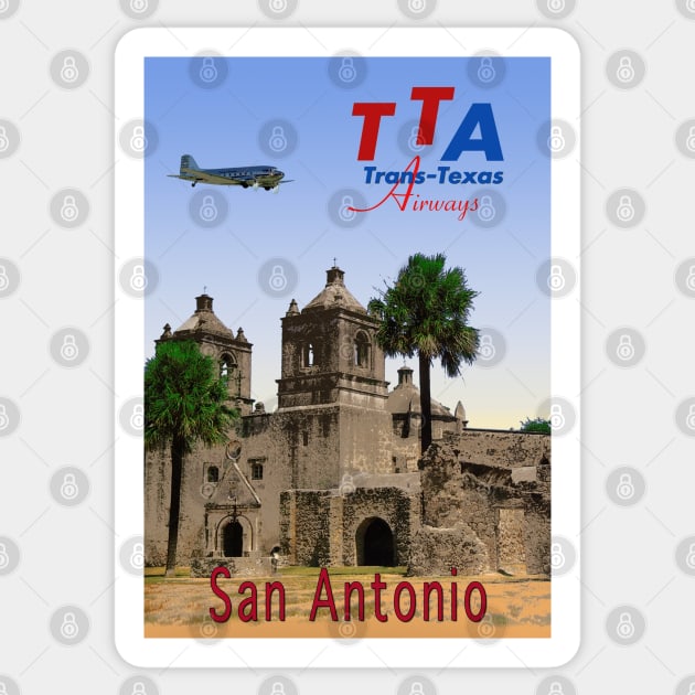 San Antonio in Texas - Vintage Travel Poster Sticker by Culturio